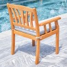 Vifah Kapalua Honey Nautical Outdoor Eucalyptus Wooden Dining Chair, Back Angle