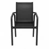 Compamia Pacific Sling Arm Chair Black, Dark Gray Frame Black Sling, Taupe Frame Taupe Sling- Set of 4, Front Angle - Compamia Pacific Sling Arm Chair Black, Dark Gray Frame Black Sling, Taupe Frame Taupe Sling- Set of 4, Front Angle