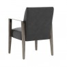 Sunpan Earl Dining Armchair in Ash Grey - Brentwood Charcoal Leather - Back Side Angle
