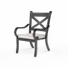 Monterey Swivel Dining Chair in Canvas Natural w/ Self Welt - Front Side Angle - Monterey Swivel Dining Chair in Canvas Natural w/ Self Welt - Front Side Angle