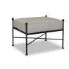 Provence Ottoman in Canvas Flax w/ Self Welt - Front Side Angle - Provence Ottoman in Canvas Flax w/ Self Welt - Front Side Angle