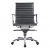 Moe's Home Collection Studio Swivel Chair Low Back in Black Vegan Leather - Front Angle
