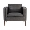 Sunpan Richmond Armchair - Brentwood Charcoal Leather - Front Angle