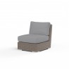 Coronado Armless Club Chair in Canvas Flax w/ Self Welt - Front Side Angle