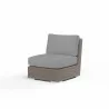 Coronado Armless Club Chair in Canvas Flax w/ Self Welt - Front Side Angle - Coronado Armless Club Chair in Canvas Flax w/ Self Welt - Front Side Angle