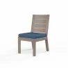 Laguna Armless Dining Chair in Spectrum Indigo, No Welt - Front Side Angle - Laguna Armless Dining Chair in Spectrum Indigo, No Welt - Front Side Angle
