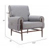Zuo Modern Klem Accent Chair Gray - Dimensions