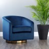 Sunpan Hazel Swivel Lounge Chair in Gold - Navy Blue Sky - Lifestyle