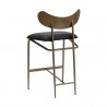 Sunpan Gibbons Counter Stool in Antique Brass - Charcoal Black Leather - Back Side Angle
